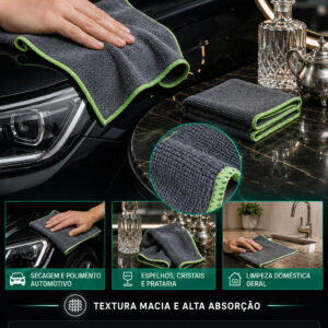 Kit 4 Panos de Limpeza Toalhas Microfibra Vinik 40X40 Limpeza e Detalhamento Automotivo